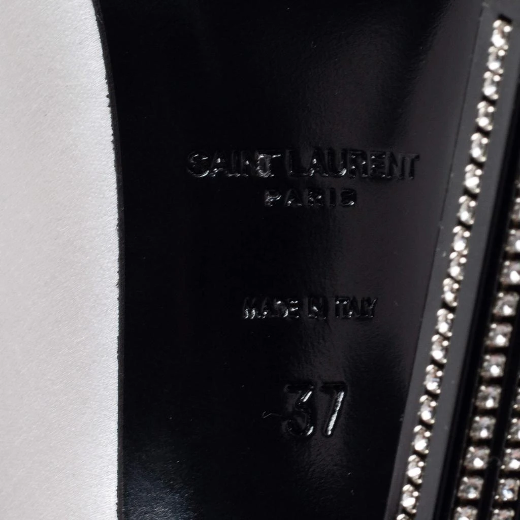 Saint Laurent White Satin Tower Crystal Embellished Pumps Size 37 商品