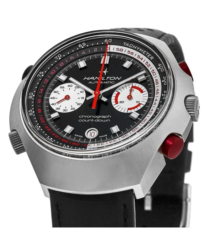 商品Hamilton|Hamilton American Classic Chrono-Matic 50 Auto Chrono Limited Edition Black Dial Leather Strap Unisex Watch H51616731,价格¥18393,第3张图片详细描述