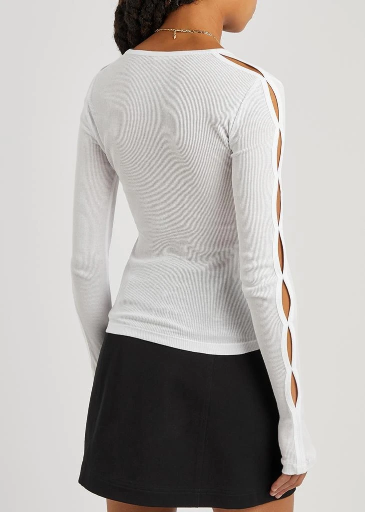 商品Helmut Lang|White ribbed cut-out cotton top,价格¥890,第3张图片详细描述