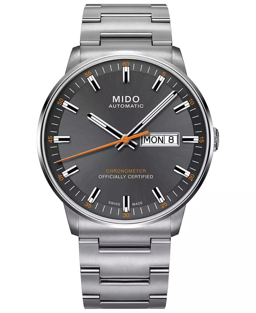 商品MIDO|Men's Swiss Automatic Commander II Cosc Stainless Steel Bracelet Watch 40mm,价格¥9729,第1张图片