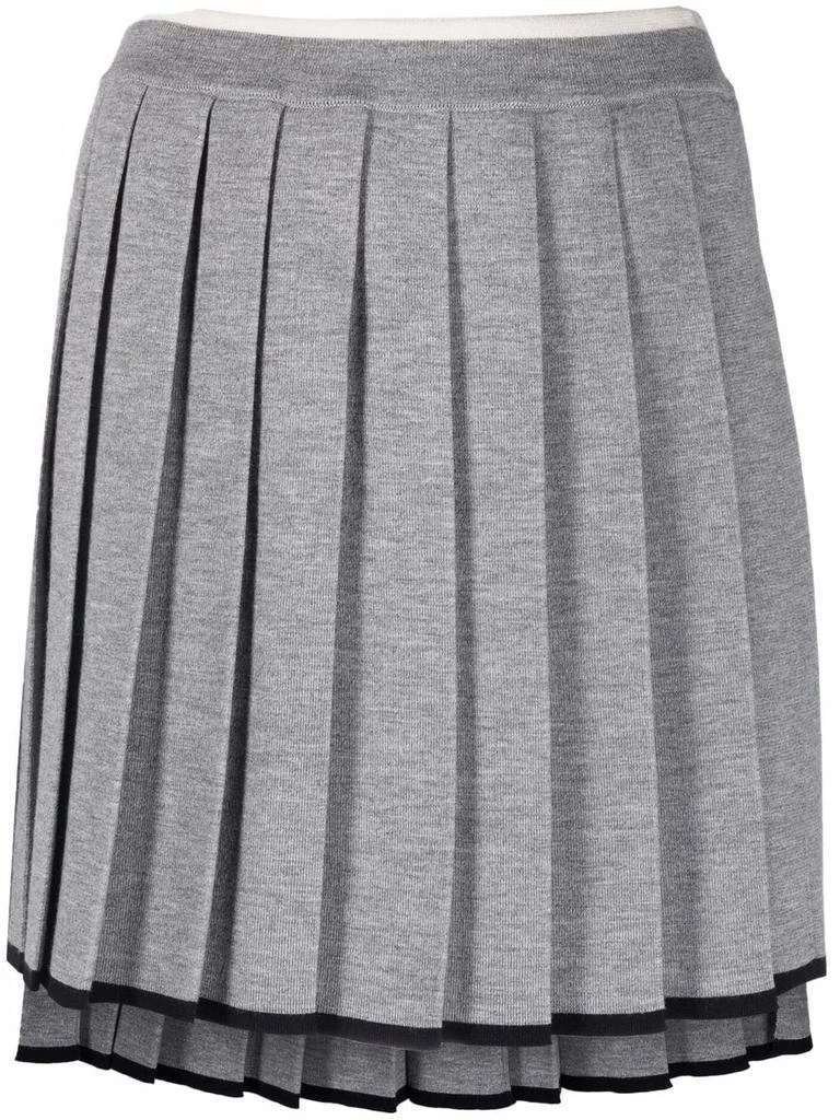 商品Thom Browne|THOM BROWNE WOMEN THIGH LENGTH PLEATED SKIRT W/ CONTRAST TIPPING IN MILANO STITCH 14GG SUSTAINABLE MERINO WOOL,价格¥2572,第5张图片详细描述