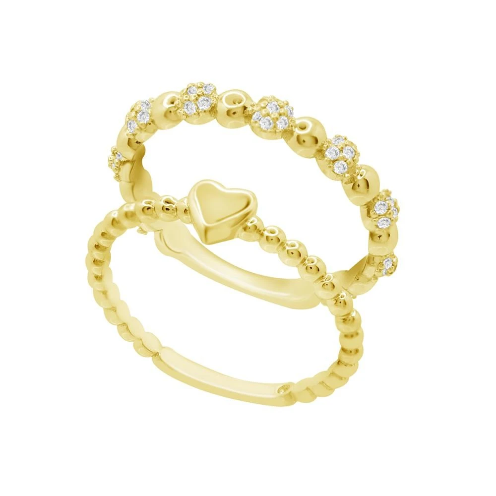 商品Essentials|Cubic Zirconia Duo Stacking Ring Set, Gold Plate,价格¥227,第1张图片