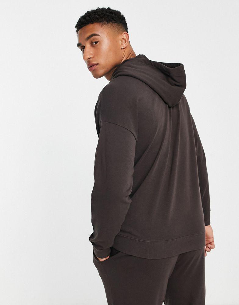 商品Calvin Klein|Calvin Klein tonal logo lounge hoodie in brown co-ord,价格¥649,第4张图片详细描述