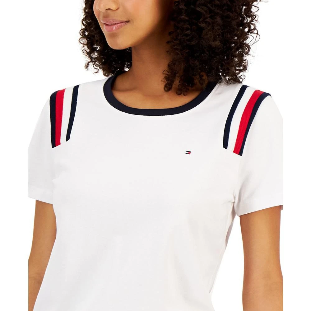 商品Tommy Hilfiger|Women's Striped-Shoulder Crewneck Top,价格¥100,第3张图片详细描述