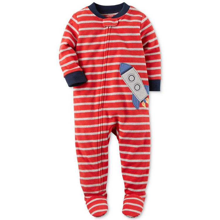 商品Carter's|1-Pc. Striped Rocket Footed Pajamas, Baby Boys,价格¥50,第1张图片