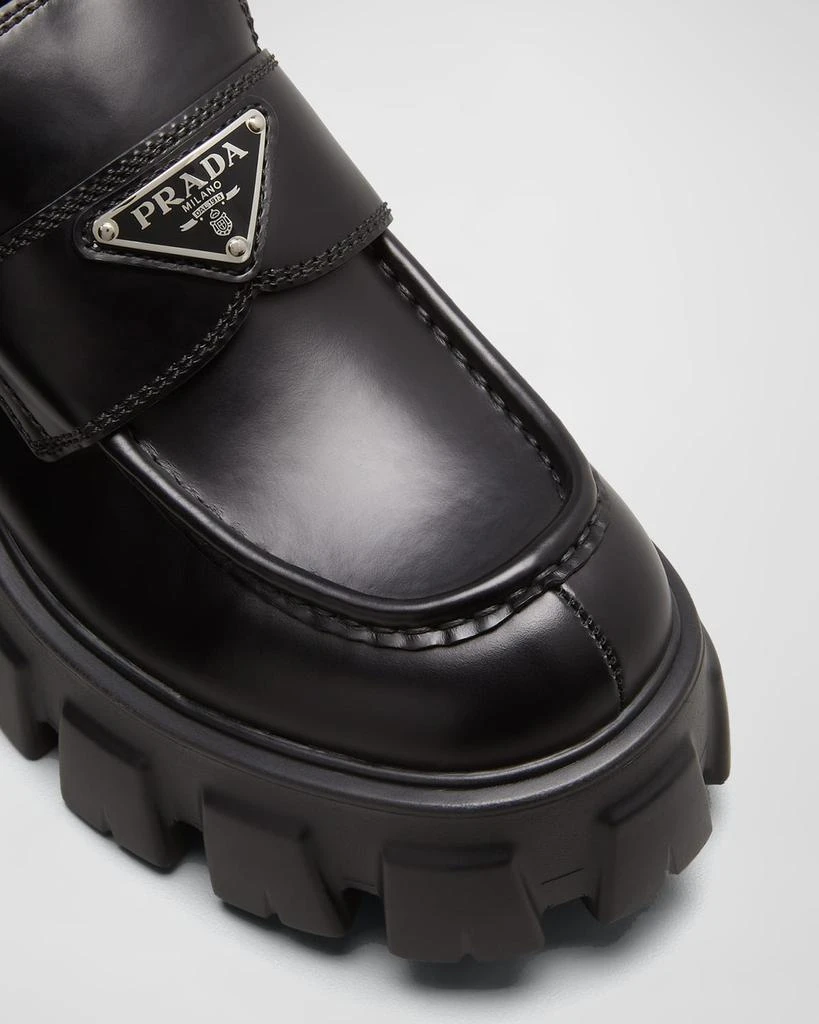 商品Prada|Monolith Leather Logo Platform Loafers,价格¥9938,第4张图片详细描述