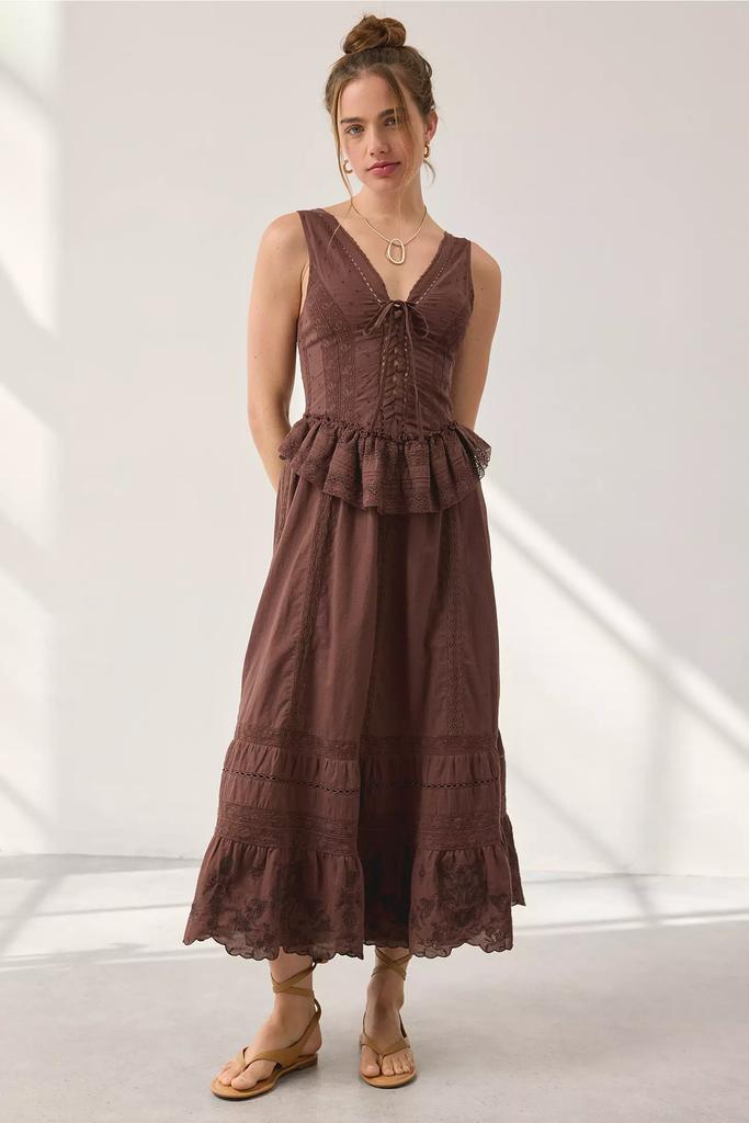 uo eliza lace corset midi dress UO Eliza Lace Corset Midi Dress