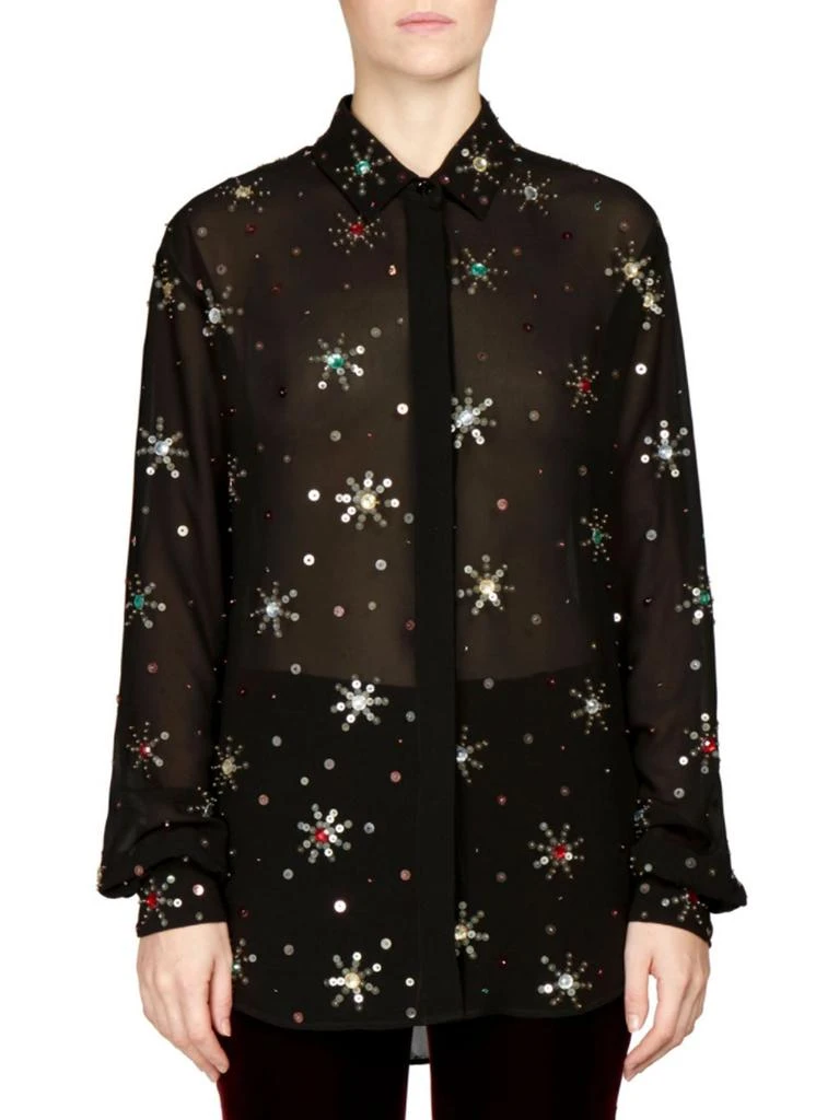 商品Yves Saint Laurent|Saint Laurent - Embellished Georgette Sequin Shirt,价格¥5351,第1张图片