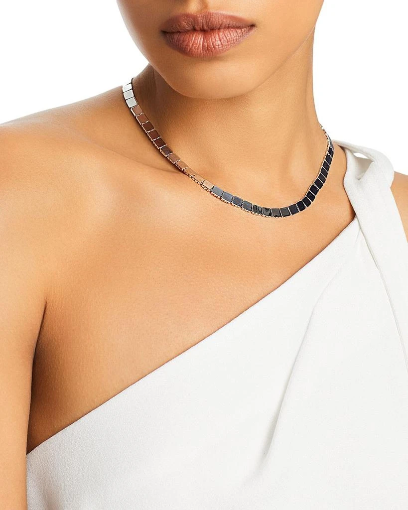 14K White Gold Cube Link Collar Necklace, 15.75-18" 商品