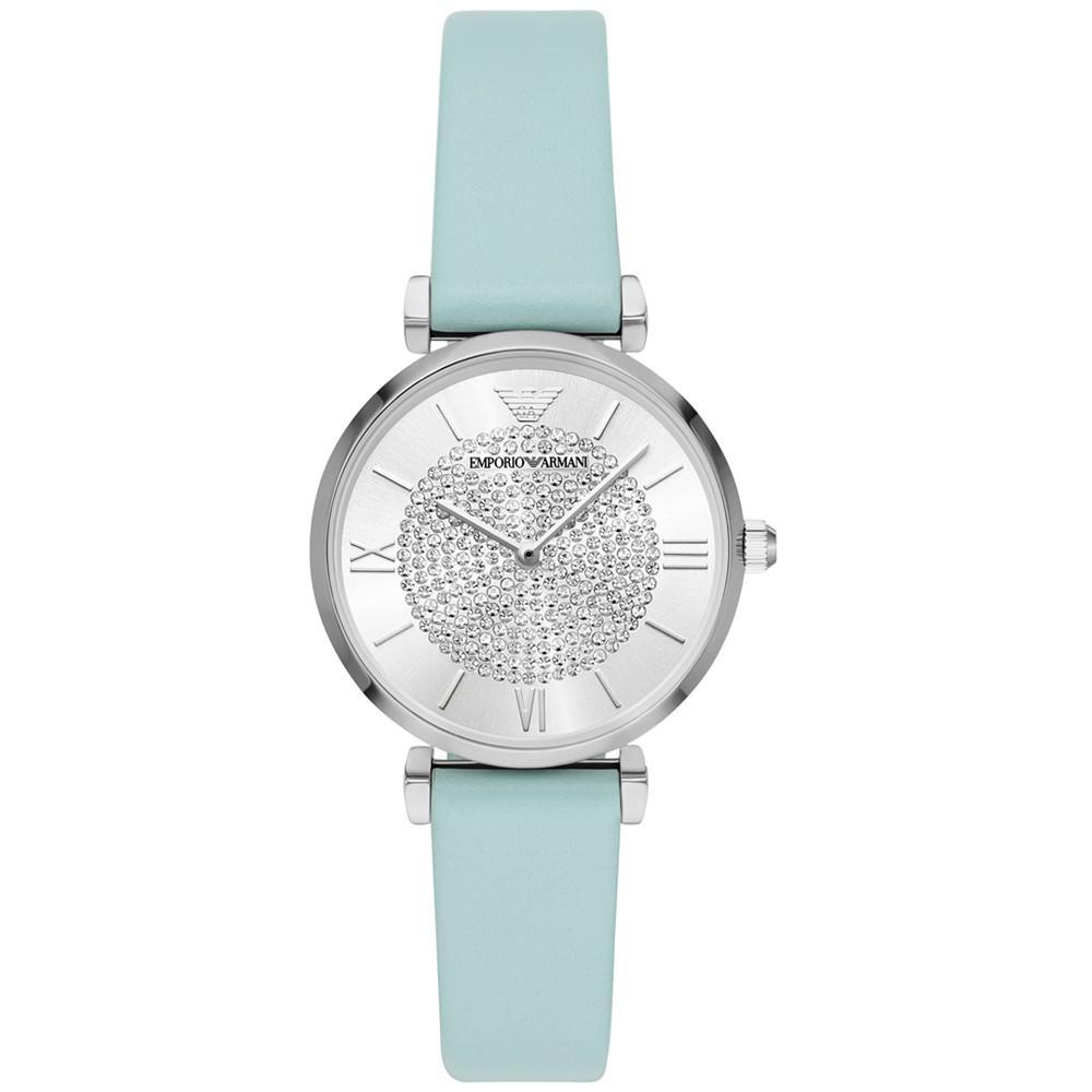 商品Emporio Armani|Women's Blue Leather Strap Watch 32mm,价格¥2183,第1张图片