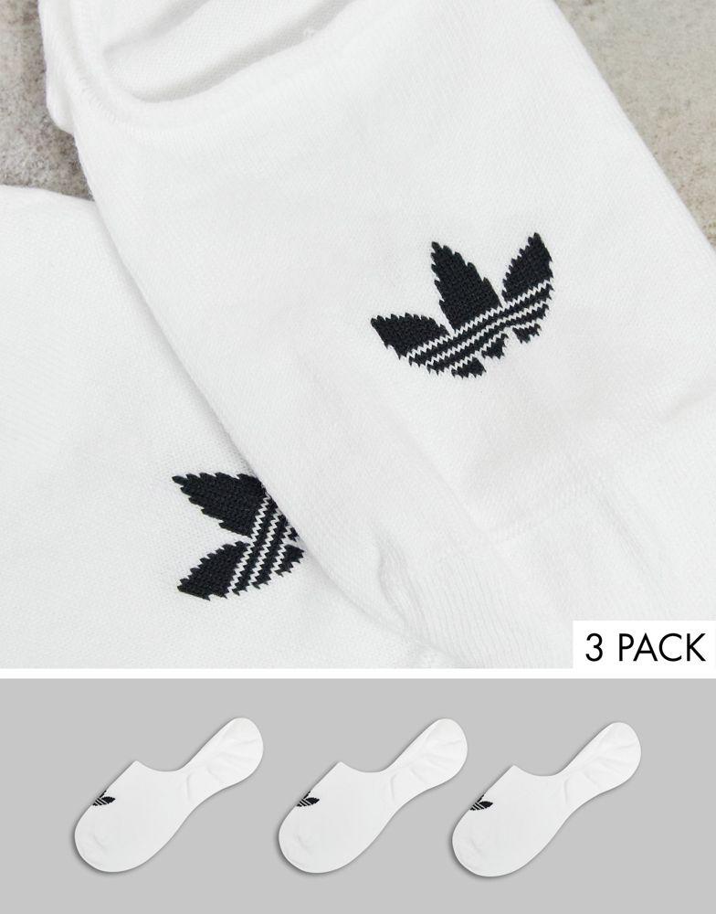 adidas Originals adicolor Trefoil 3 pack no show socks in white商品第1张图片规格展示