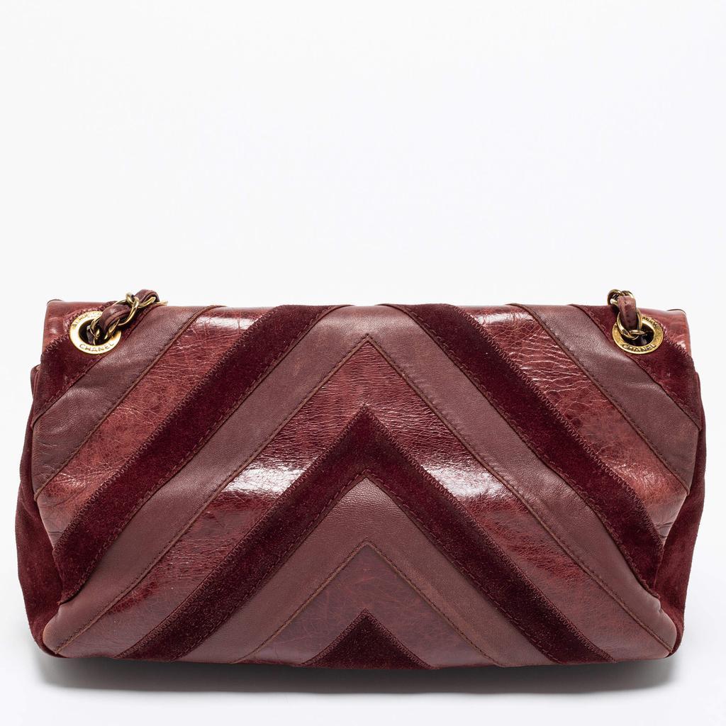 商品[二手商品] Chanel|Chanel Burgundy Leather and Suede Jumbo Surpique Flap Bag,价格¥18608,第6张图片详细描述