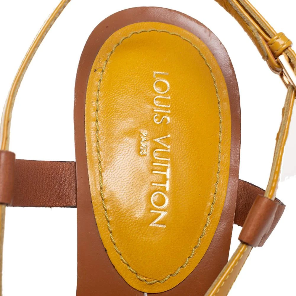 Louis Vuitton Yellow Patent Leather Wedge Cross Strap Slingback Sandals Size 40.5 商品