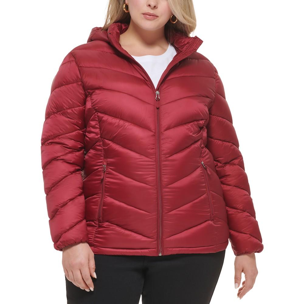 Women's Plus Size Hooded Packable Puffer Coat, Created for Macy's商品第1张图片规格展示