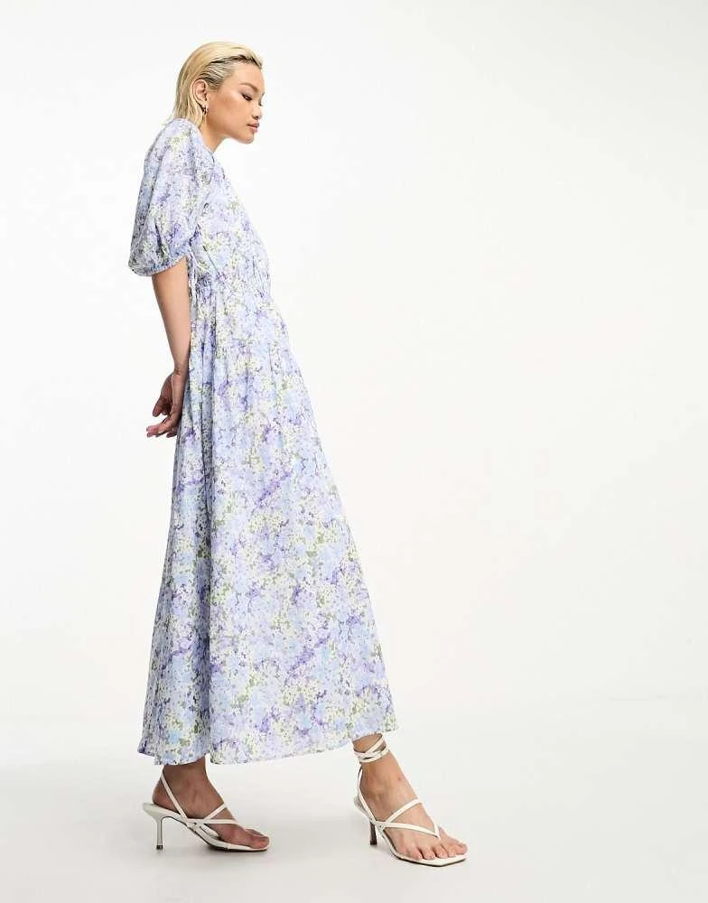 商品& Other Stories|& Other Stories gather sleeve midaxi dress in blue floral,价格¥237,第1张图片