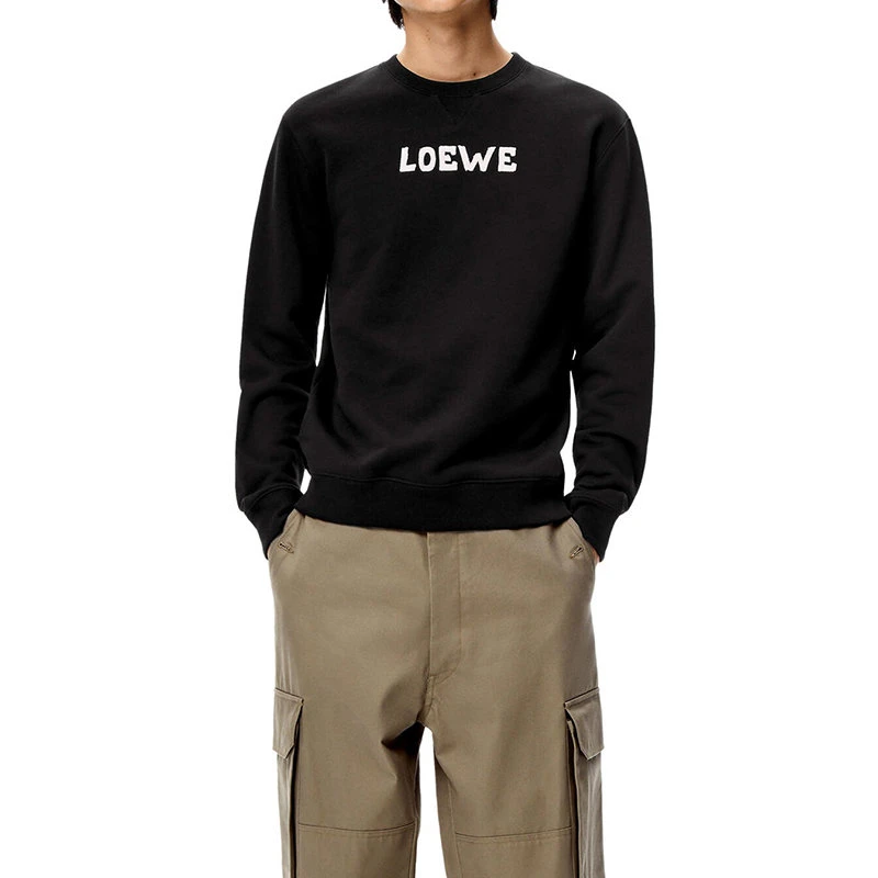 商品Loewe|【预售3-7天】LOEWE/罗意威 22年早春新款 男士黑色棉质抓绒Logo刺绣卫衣H526Y24J18-1100,价格¥4315,第5张图片详细描述