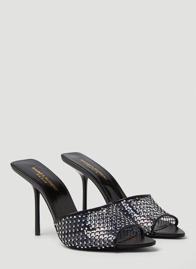 商品Yves Saint Laurent|Luz Rhinestone Mesh Mules in Black,价格¥9292,第4张图片详细描述