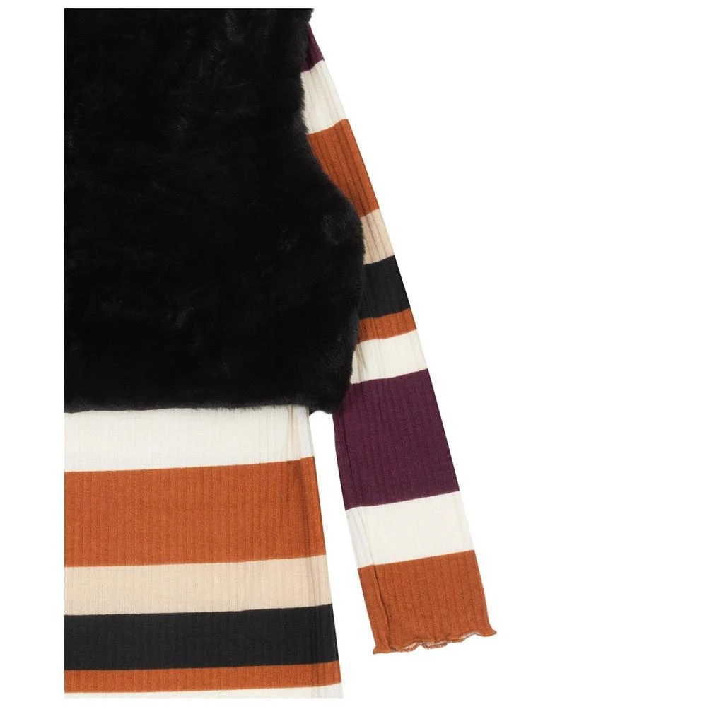 商品Rare Editions|Big Girls Rib Knit Dress with Faux Fur Vest, 2 Piece Set,价格¥302,第3张图片详细描述