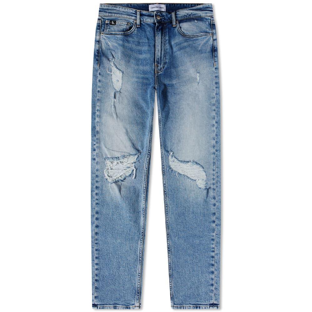 商品Calvin Klein|Calvin Klein Slim Taper Light Wash Distressed Jean,价格¥514,第1张图片