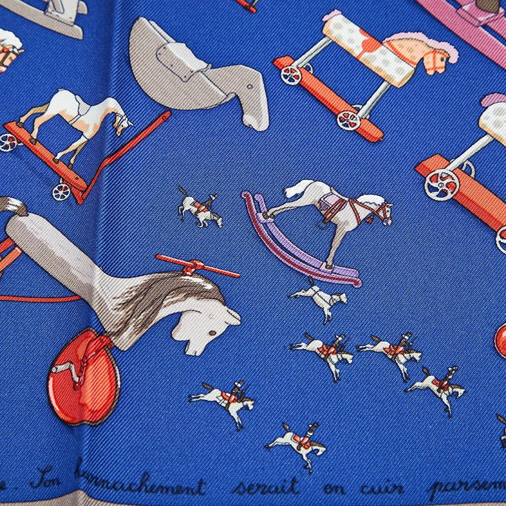 商品[二手商品] Hermes|Hermès Blue Raconte Moi Le Cheval Silk Gavroche Scarf,价格¥1227,第5张图片详细描述