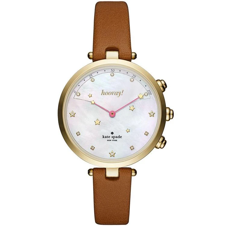 商品Kate Spade|Women's Holland Slim Brown Leather Strap Hybrid Smart Watch 38mm,价格¥1683,第1张图片