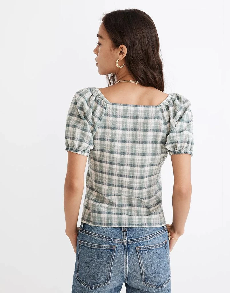 商品Madewell|Plaid Puff-Sleeve Ruched Bodice Top,价格¥159,第3张图片详细描述