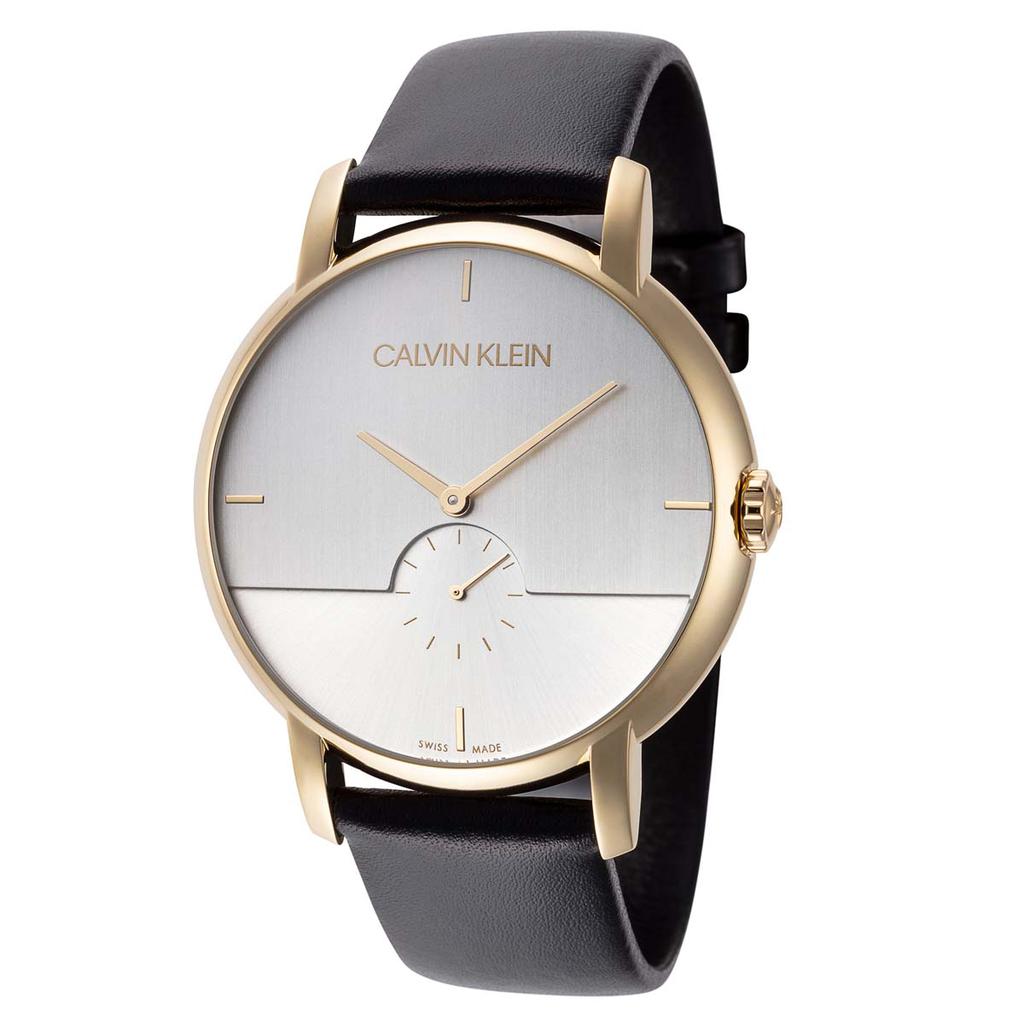 Calvin Klein Men's K9H2X5C6 Established 43mm Silver Leather Watch商品第1张图片规格展示