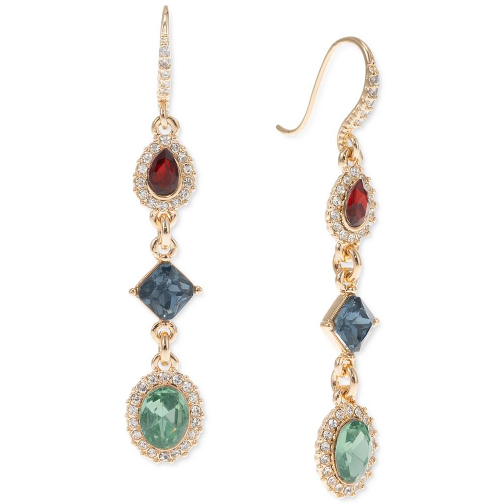 Gold-Tone Pavé & Multicolor Stone Triple Drop Earrings, Created for Macy's商品第1张图片规格展示