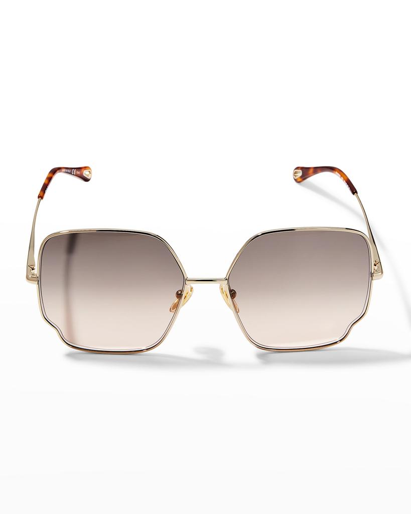 Oversized Geo Rectangle Metal Sunglasses商品第3张图片规格展示