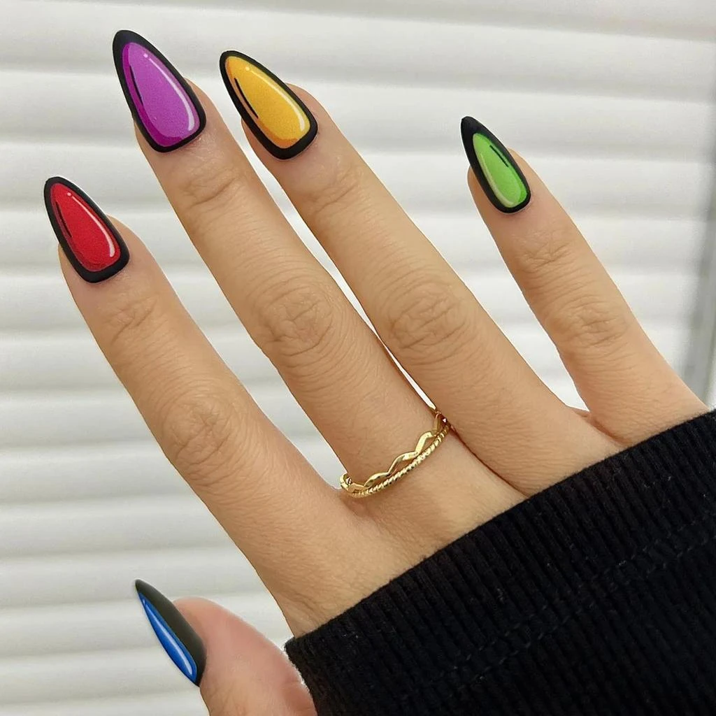 Pop Art - 24 Fake Nails 12 Sizes Short Almond Press on Nails Kit 商品