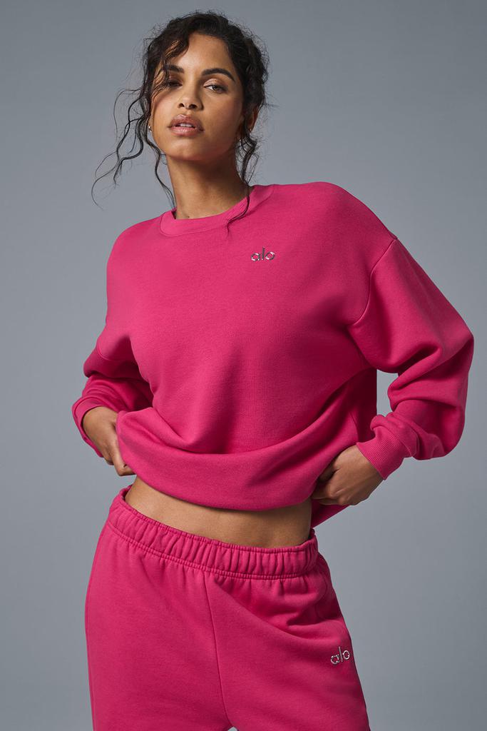 Alo Accolade Crew Neck Pullover - Pink Summer Crush - Hoodies