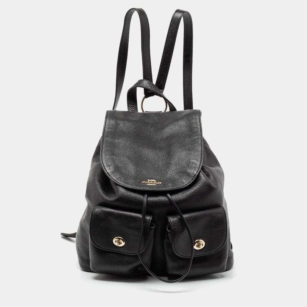 商品[二手商品] Coach|Coach Black Leather Billie Backpack,价格¥1765,第1张图片