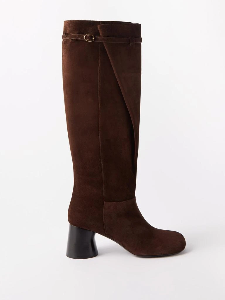 商品Khaite|Admiral 45 suede knee-high boots,价格¥6424,第1张图片