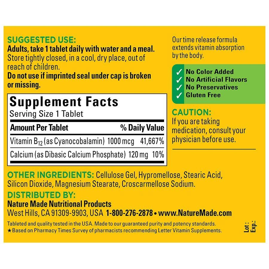 Nature Made Vitamin B12 1000 mcg Time Release Tablets 4