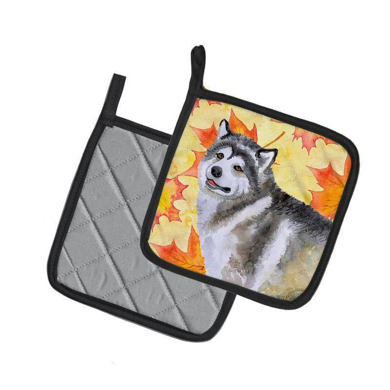 商品Caroline's Treasures|Alaskan Malamute Fall Pair of Pot Holders,价格¥170,第2张图片详细描述