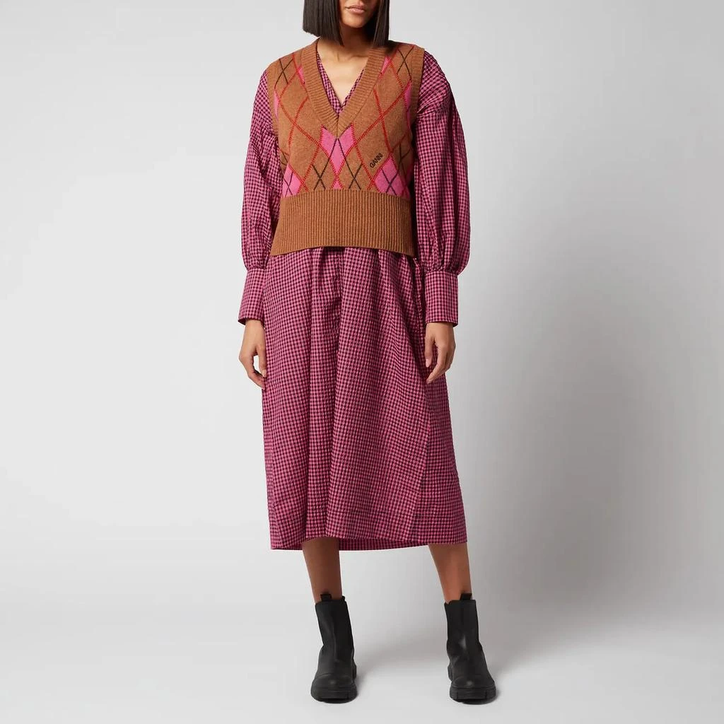 商品Ganni|Ganni Women's Harlequin Knit Sweater Vest - Tiger's Eye,价格¥901,第3张图片详细描述
