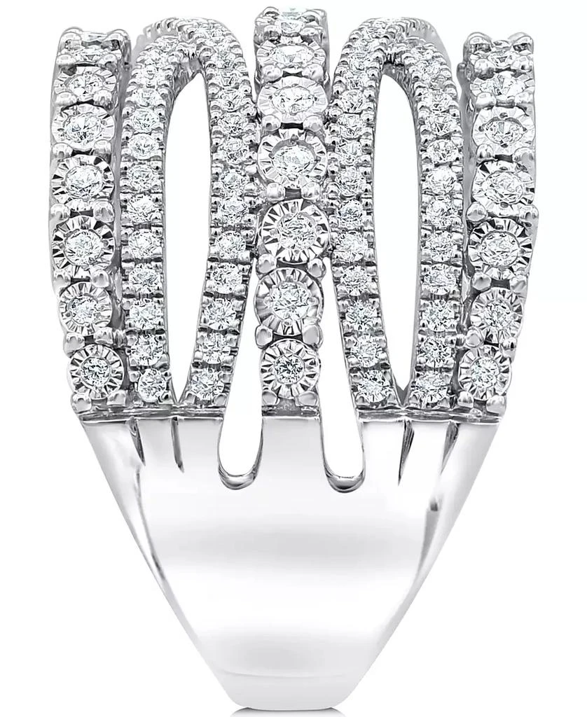 商品Macy's|Diamond Multi-Row Crossover Statement Ring (1 ct. t.w.) in Sterling Silver,价格¥2219,第4张图片详细描述