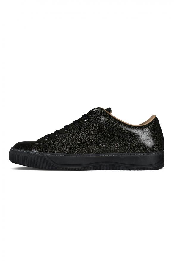 Luxury Sneakers For Men    Lanvin Dbb1 Sneakers In Black Leather With Cracked Effect商品第3张图片规格展示