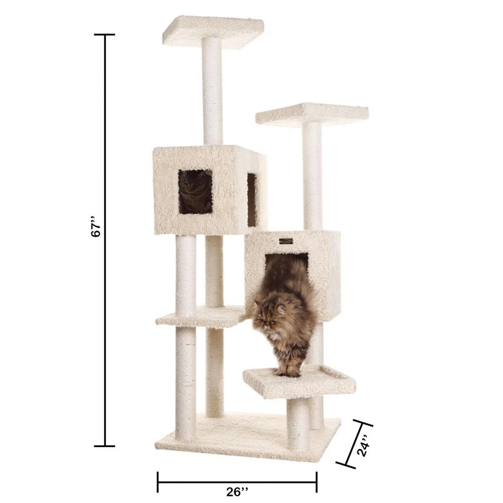 Multi-Level Real Wood Cat Tree With Two Spacious Condos 商品