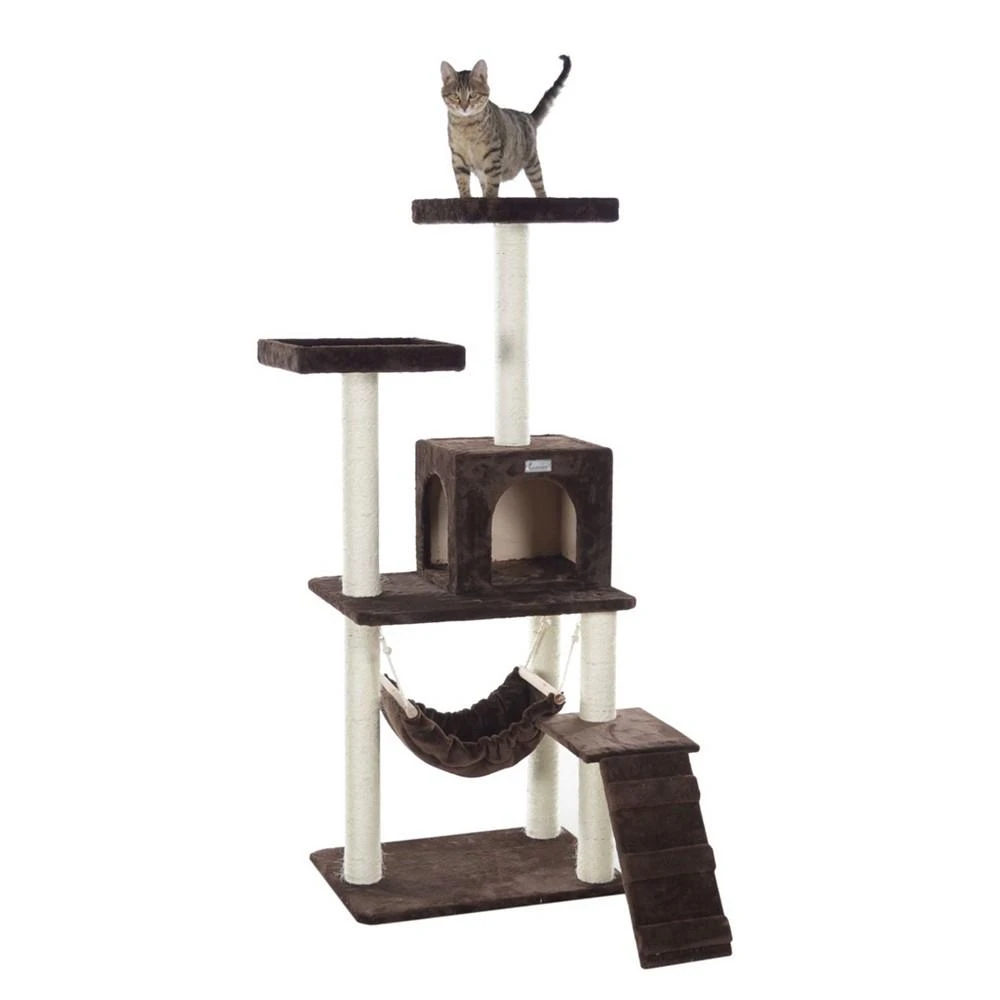 商品Macy's|GleePet 57-Inch Real Wood 4-Level Cat Tree With Ramp, Hammock & Condo,价格¥1217,第1张图片