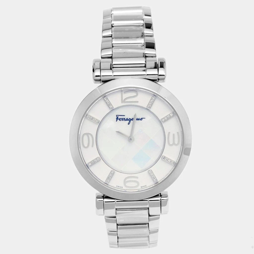 商品[二手商品] Salvatore Ferragamo|Salvatore Ferragamo Mother of Pearl Diamond Stainless Steel Gancino Deco FG3050014 Women's Wristwatch 39 mm,价格¥3217,第1张图片