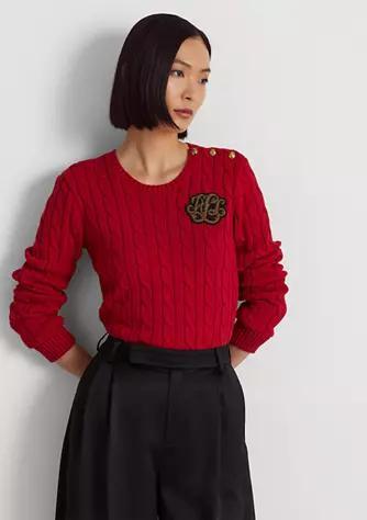 商品Ralph Lauren|Button Trim Cable Knit Sweater,价格¥617,第3张图片详细描述