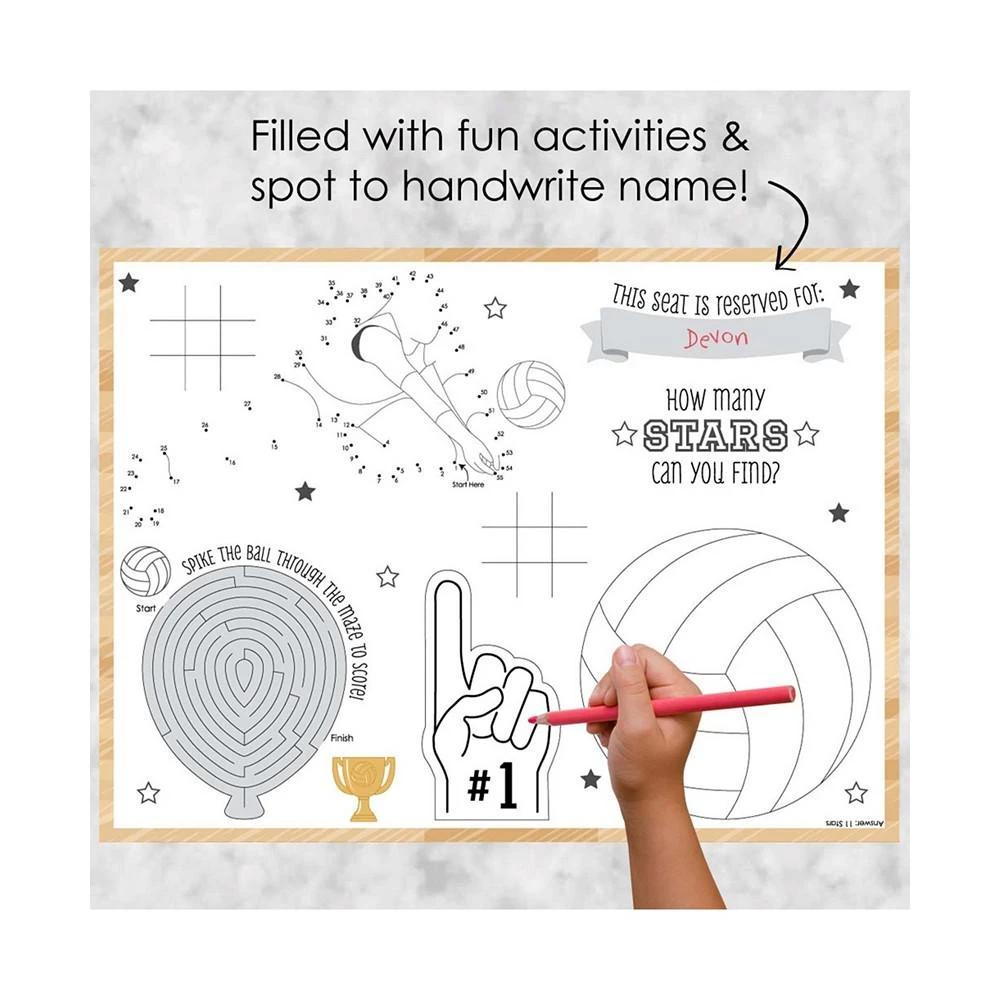 商品Big Dot of Happiness|Bump, Set, Spike - Volleyball - Paper Coloring Sheets Activity Placemats - 16 ct,价格¥157,第2张图片详细描述