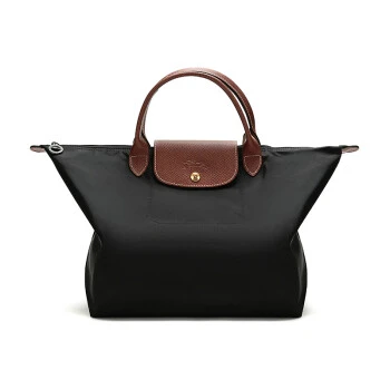 商品[国内直发] Longchamp|珑骧 LONGCHAMP 送女友 奢侈品 女士LE PLIAGE系列中号黑色织物短柄可折叠手提包饺子包 L1623 089 001,价格¥576,第1张图片