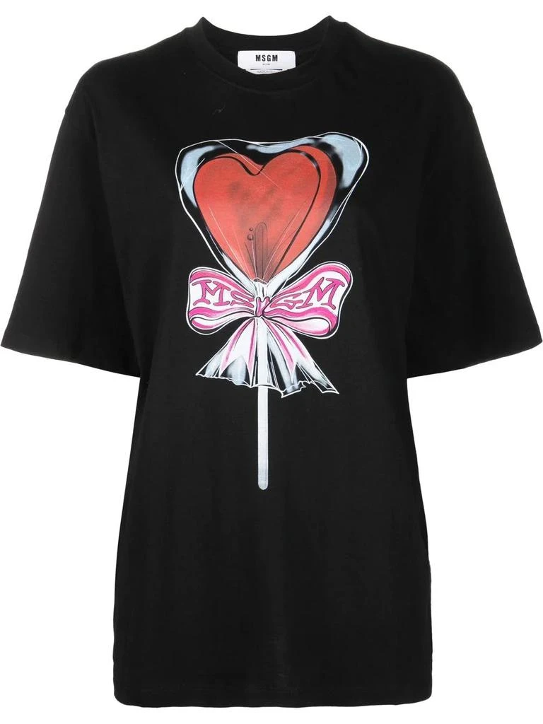 商品MSGM|MSGM logo-print drop-shoulder T-shirt,价格¥743,第1张图片