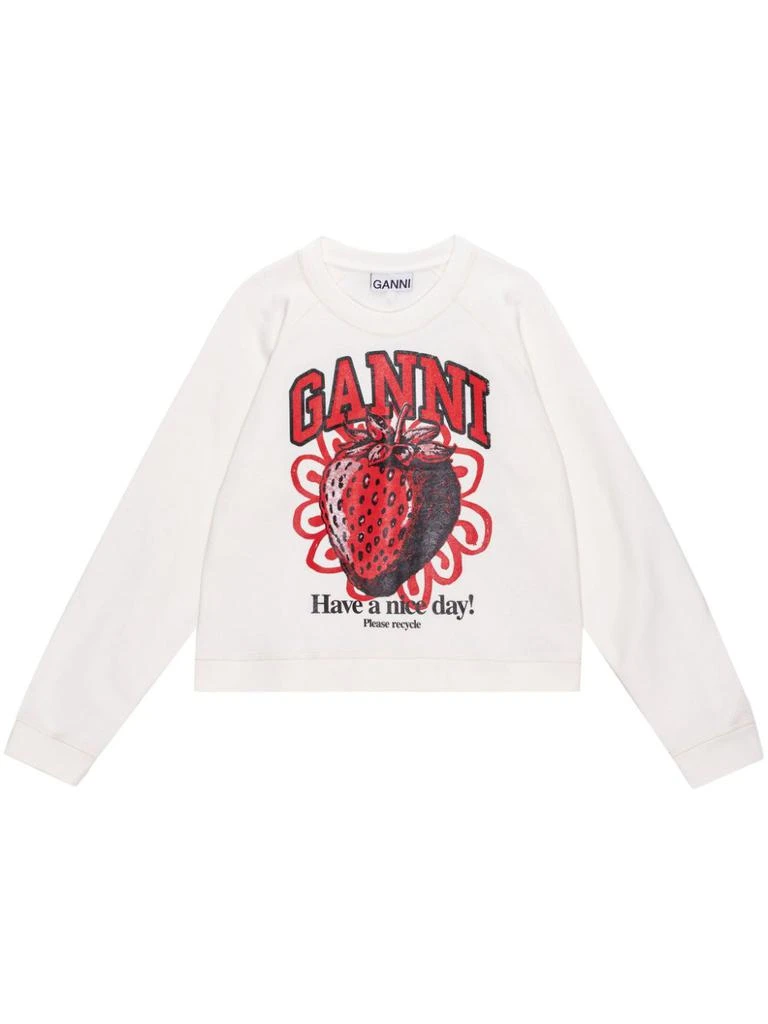 商品Ganni|GANNI - Printed Organic Cotton Sweatshirt,价格¥1618,第1张图片