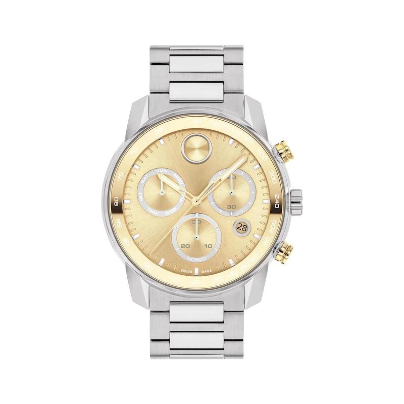 商品Movado|Bold Verso Chronograph Quartz Gold Dial Men's Watch 3600907,价格¥5443,第1张图片