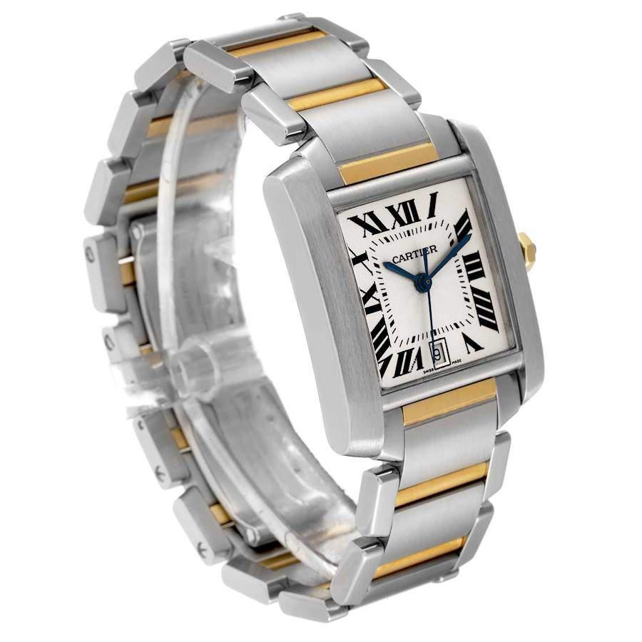 Cartier Silver 18k Yellow Gold And Stainless Steel Tank Francaise W51005Q4 Automatic Men's Wristwatch 28 mm商品第7张图片规格展示