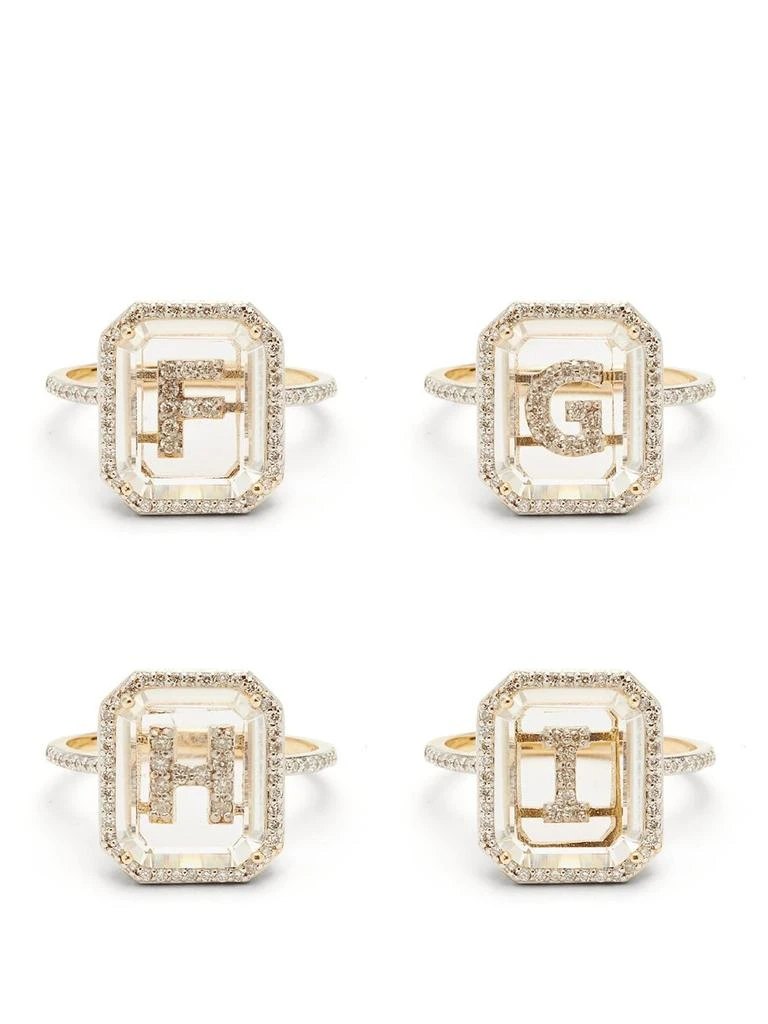 Initials diamond, quartz & 14kt gold ring A-I 商品