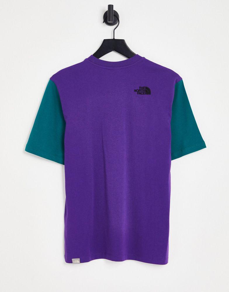 The North Face Essential Colourblock t-shirt in purple Exclusive at ASOS商品第2张图片规格展示